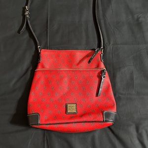Dooney & Bourke red leather crossbody w/ black logo